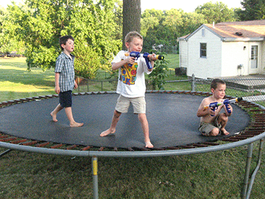 boys on trampoline